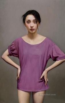 Chinese Painting - Girl in Purple Chinese Girls